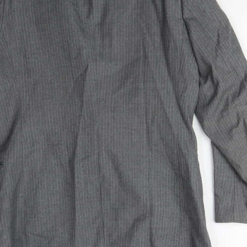 Pierre Pascal Mens Grey Striped Polyester Jacket Suit Jacket Size 38 Regular