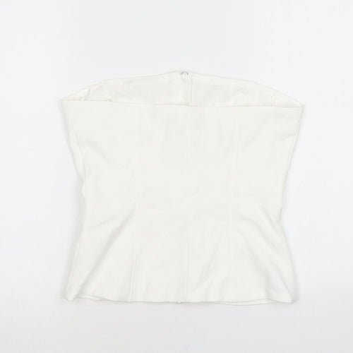 Zara Womens White Polyester Cropped Tank Size M Off the Shoulder