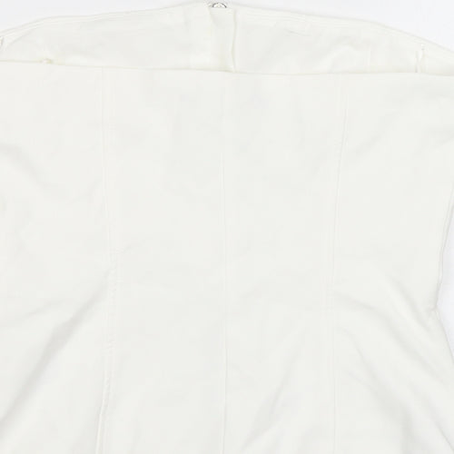 Zara Womens White Polyester Cropped Tank Size M Off the Shoulder