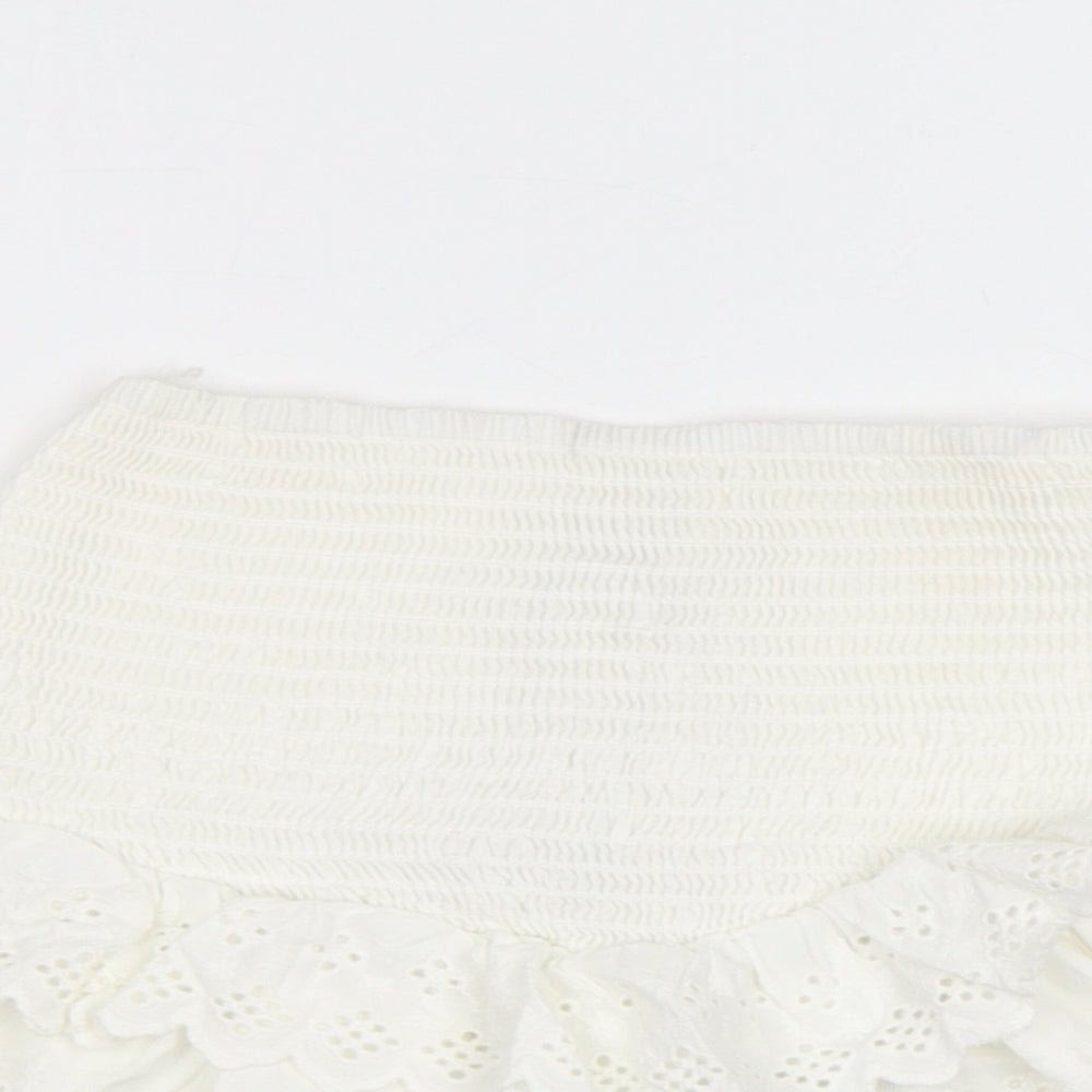 Pull&Bear Womens White Cotton Mini Skirt Size XS