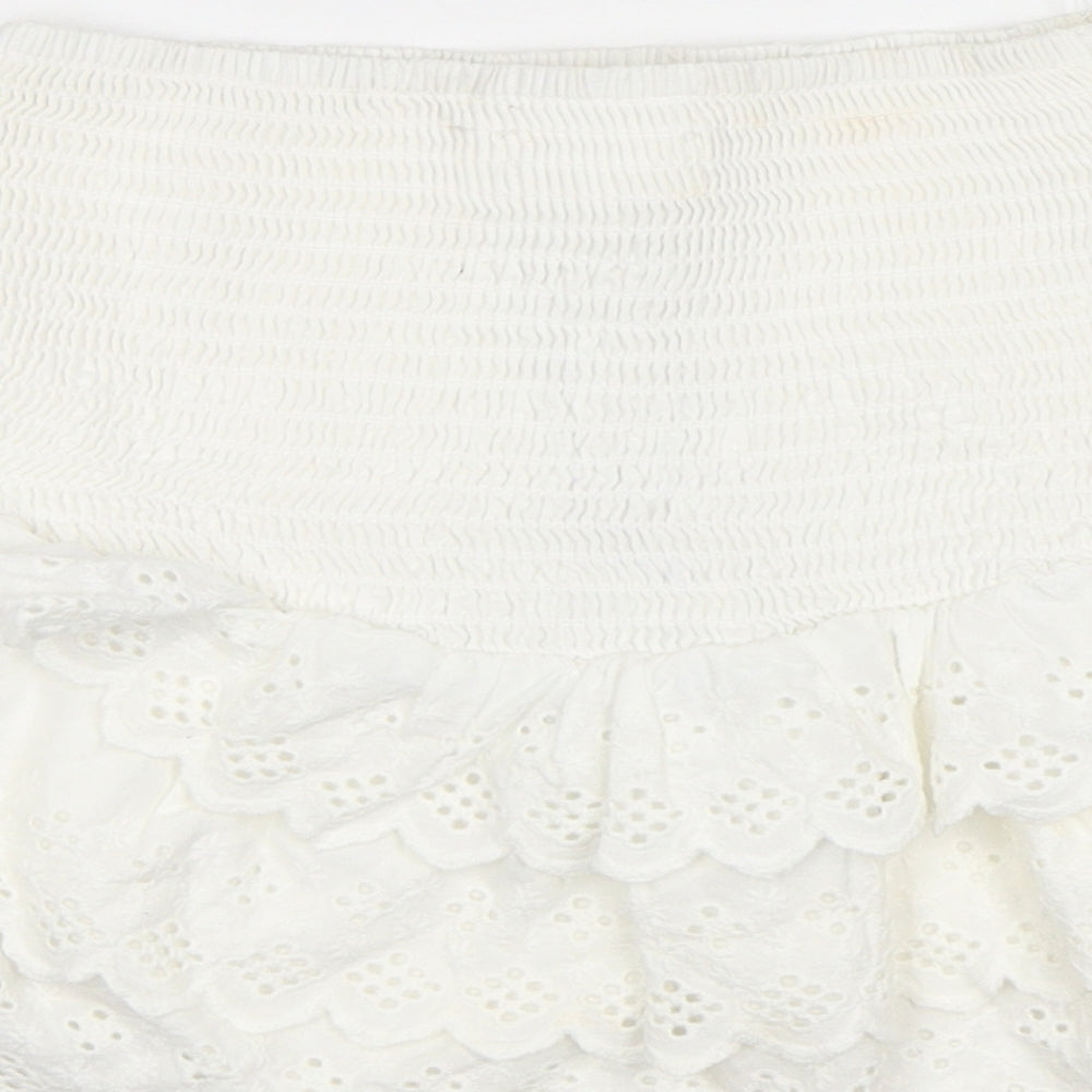 Pull&Bear Womens White Cotton Mini Skirt Size XS