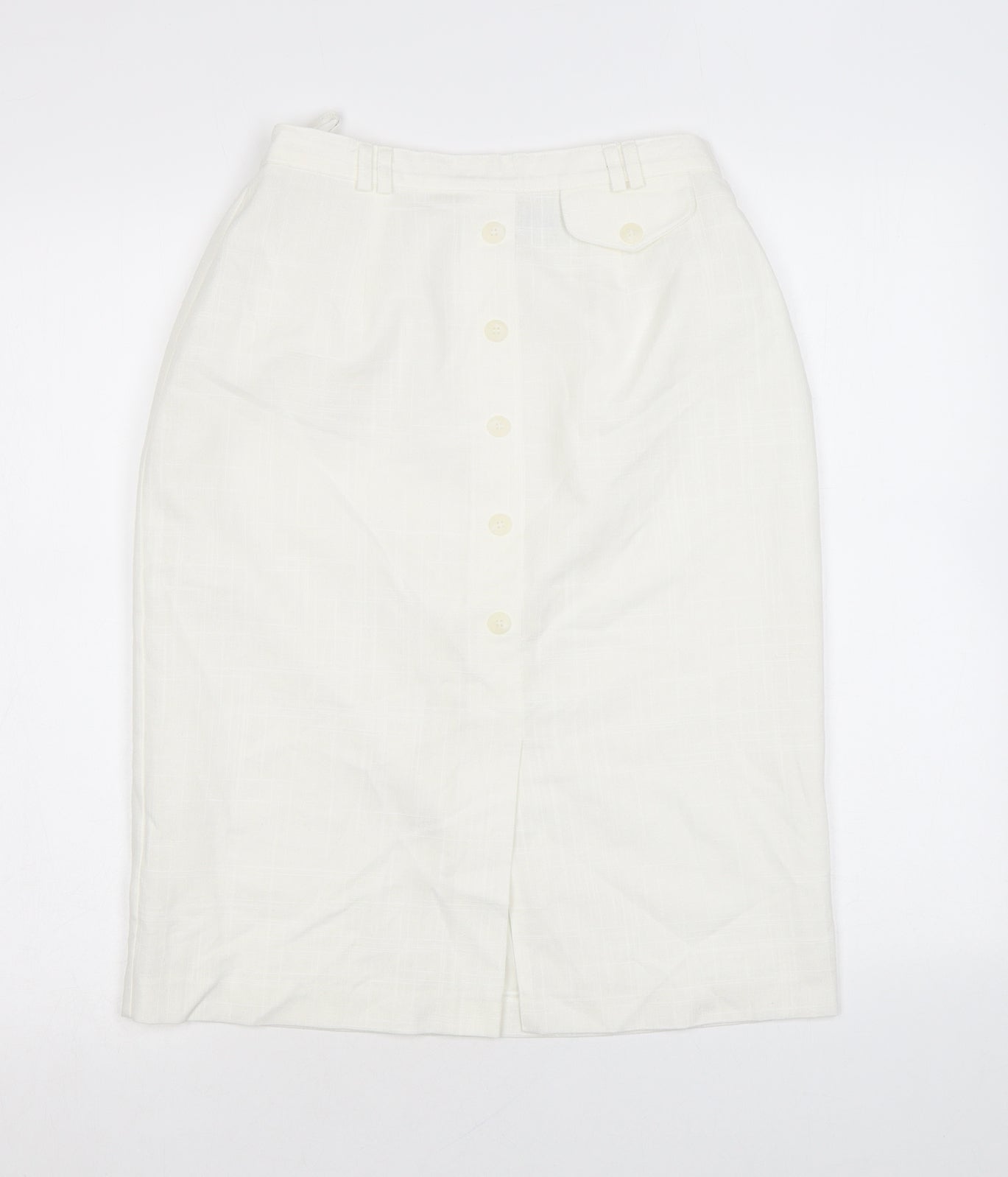 Berkertex Womens White Polyester Straight & Pencil Skirt Size 12 Button