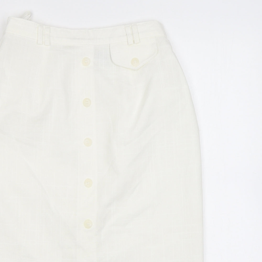 Berkertex Womens White Polyester Straight & Pencil Skirt Size 12 Button