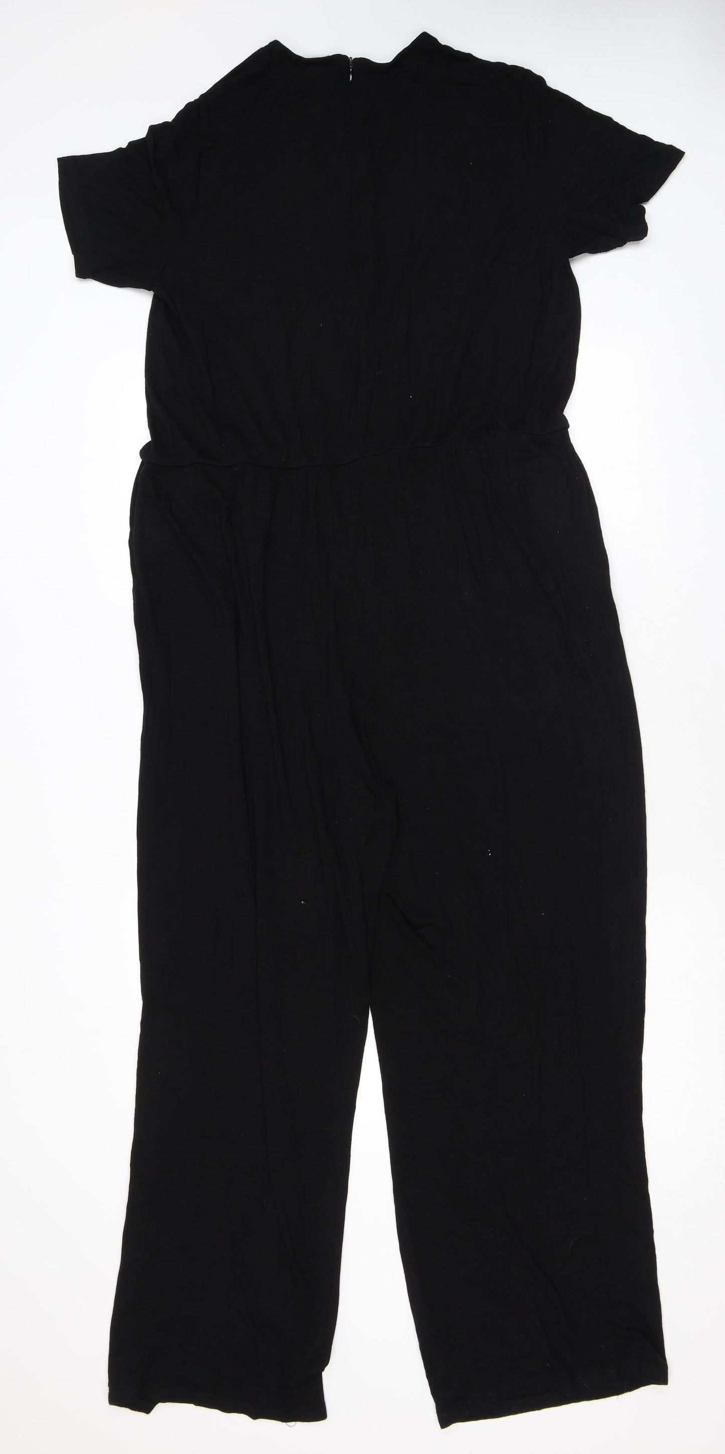 H&M Womens Black Viscose Jumpsuit One-Piece Size XL L26 in Zip