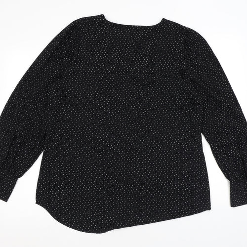 NEXT Womens Black Polka Dot Polyester Basic Blouse Size 16 Round Neck