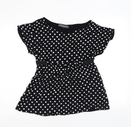 Blooming Marvellous Womens Black Polka Dot Viscose Basic T-Shirt Size 18 Round Neck - Belt Included