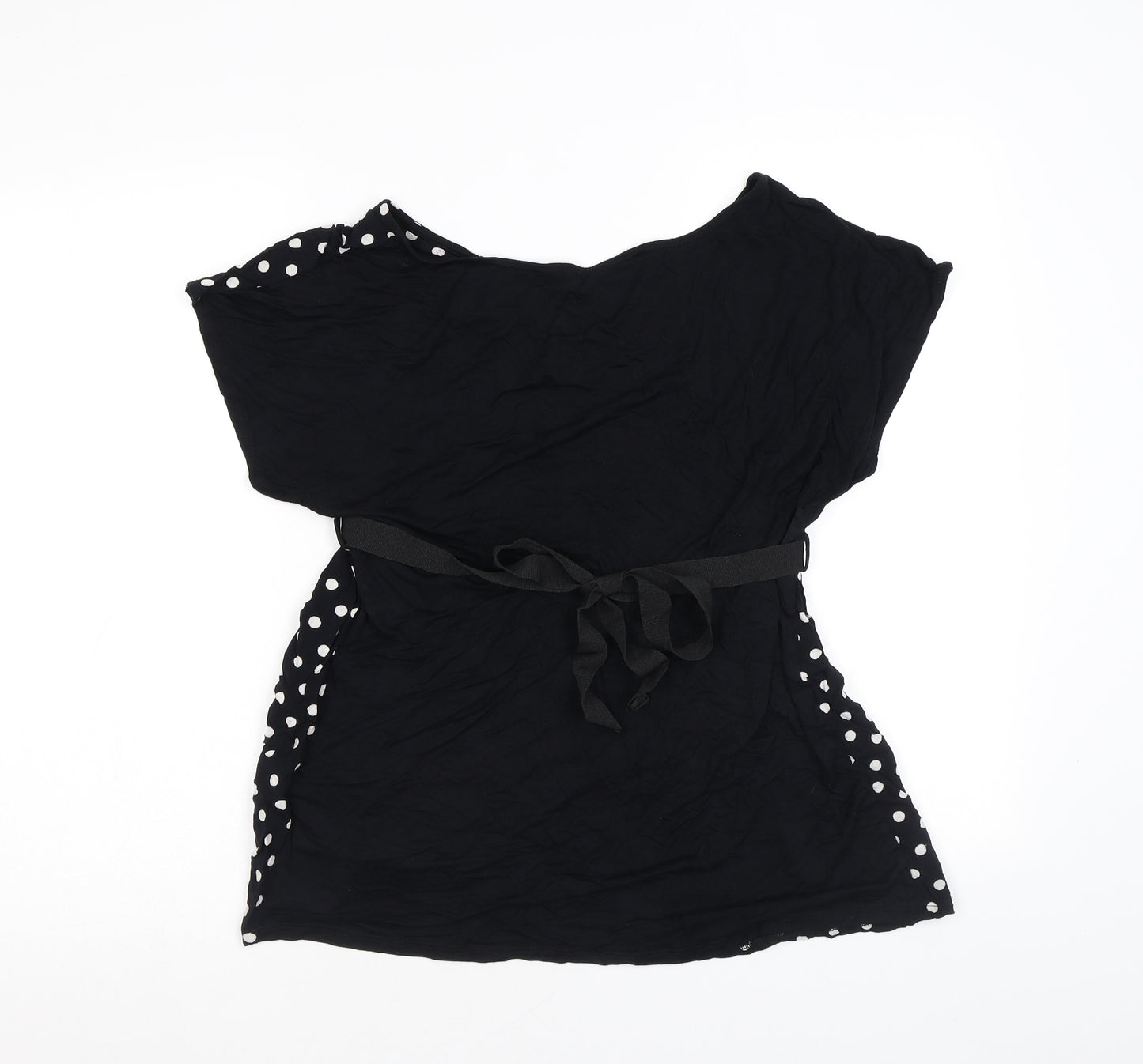 Blooming Marvellous Womens Black Polka Dot Viscose Basic T-Shirt Size 18 Round Neck - Belt Included