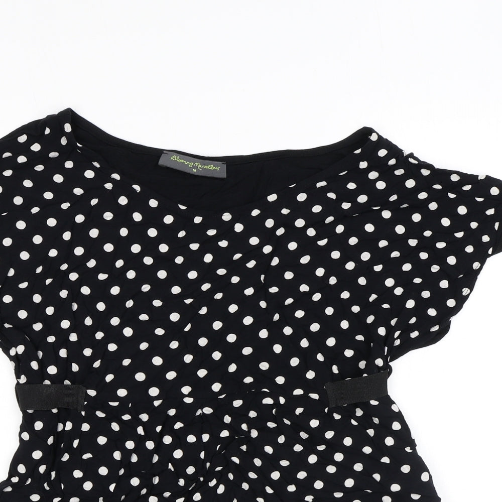 Blooming Marvellous Womens Black Polka Dot Viscose Basic T-Shirt Size 18 Round Neck - Belt Included