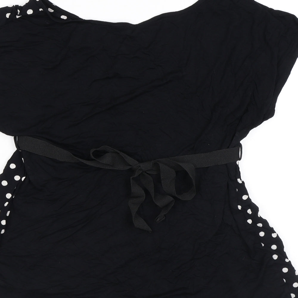 Blooming Marvellous Womens Black Polka Dot Viscose Basic T-Shirt Size 18 Round Neck - Belt Included