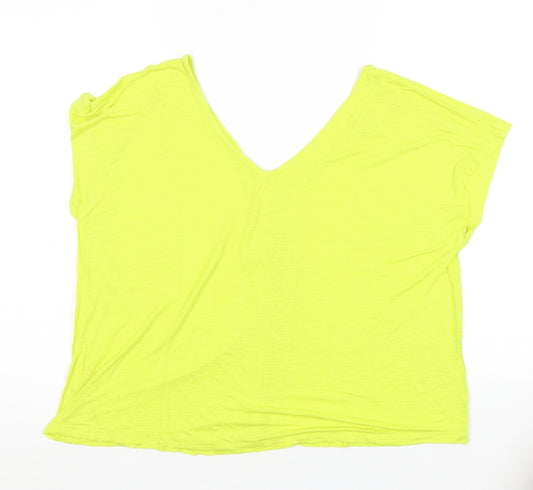 Monsoon Womens Yellow Viscose Basic T-Shirt Size M V-Neck