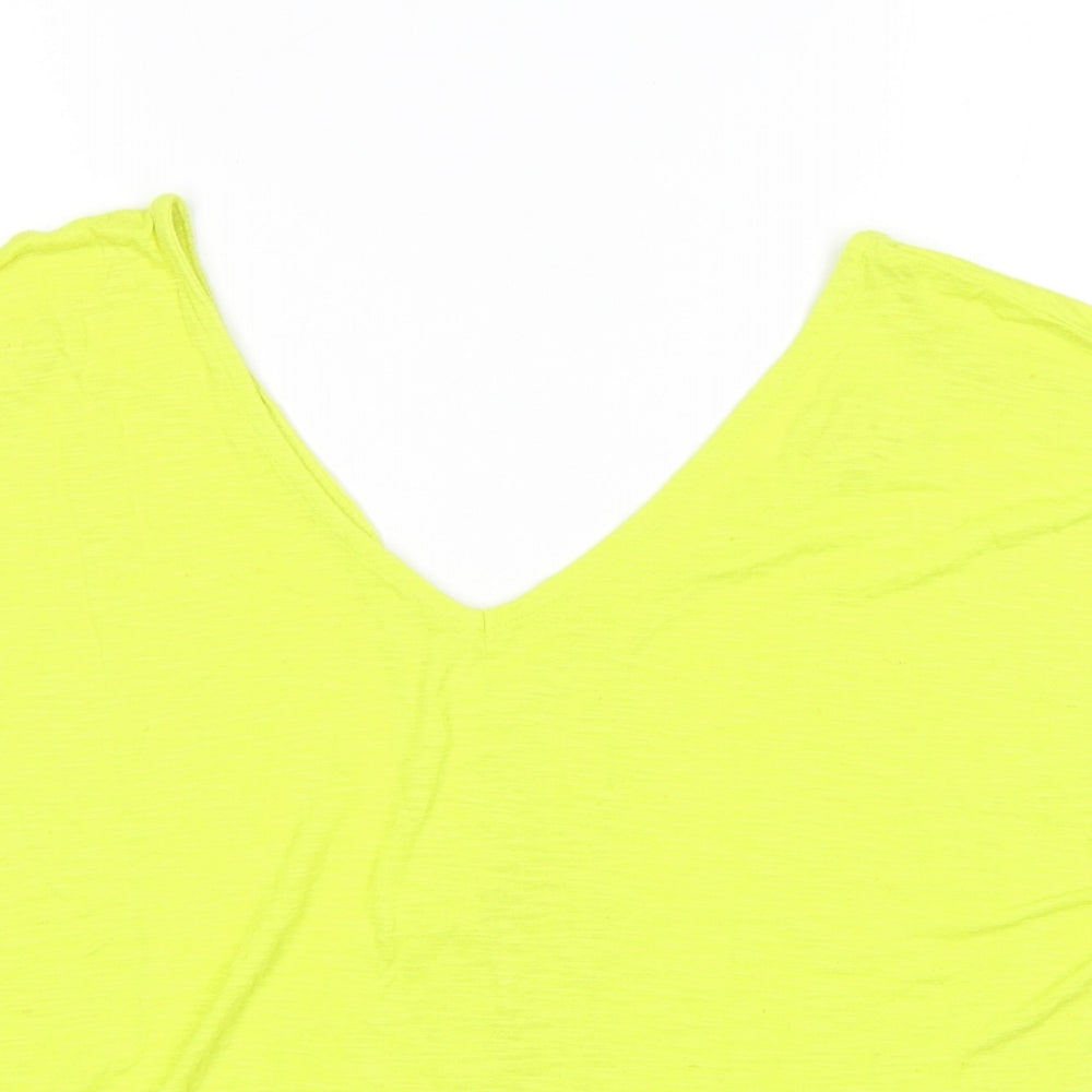 Monsoon Womens Yellow Viscose Basic T-Shirt Size M V-Neck