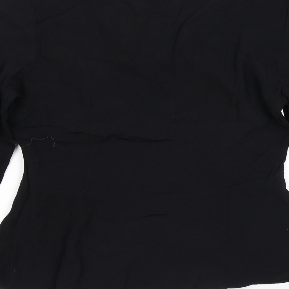 Zara Womens Black Viscose Basic Blouse Size 12 V-Neck