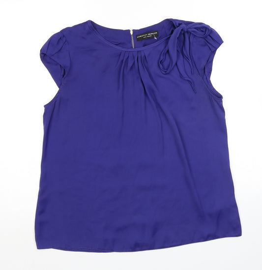 Dorothy Perkins Womens Blue Polyester Basic T-Shirt Size 14 Round Neck