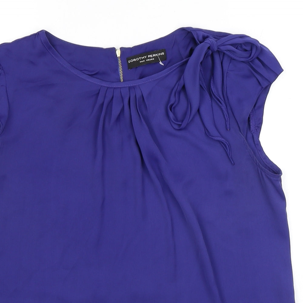 Dorothy Perkins Womens Blue Polyester Basic T-Shirt Size 14 Round Neck