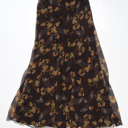 Long Tall Sally Womens Brown Floral Polyester Swing Skirt Size 12