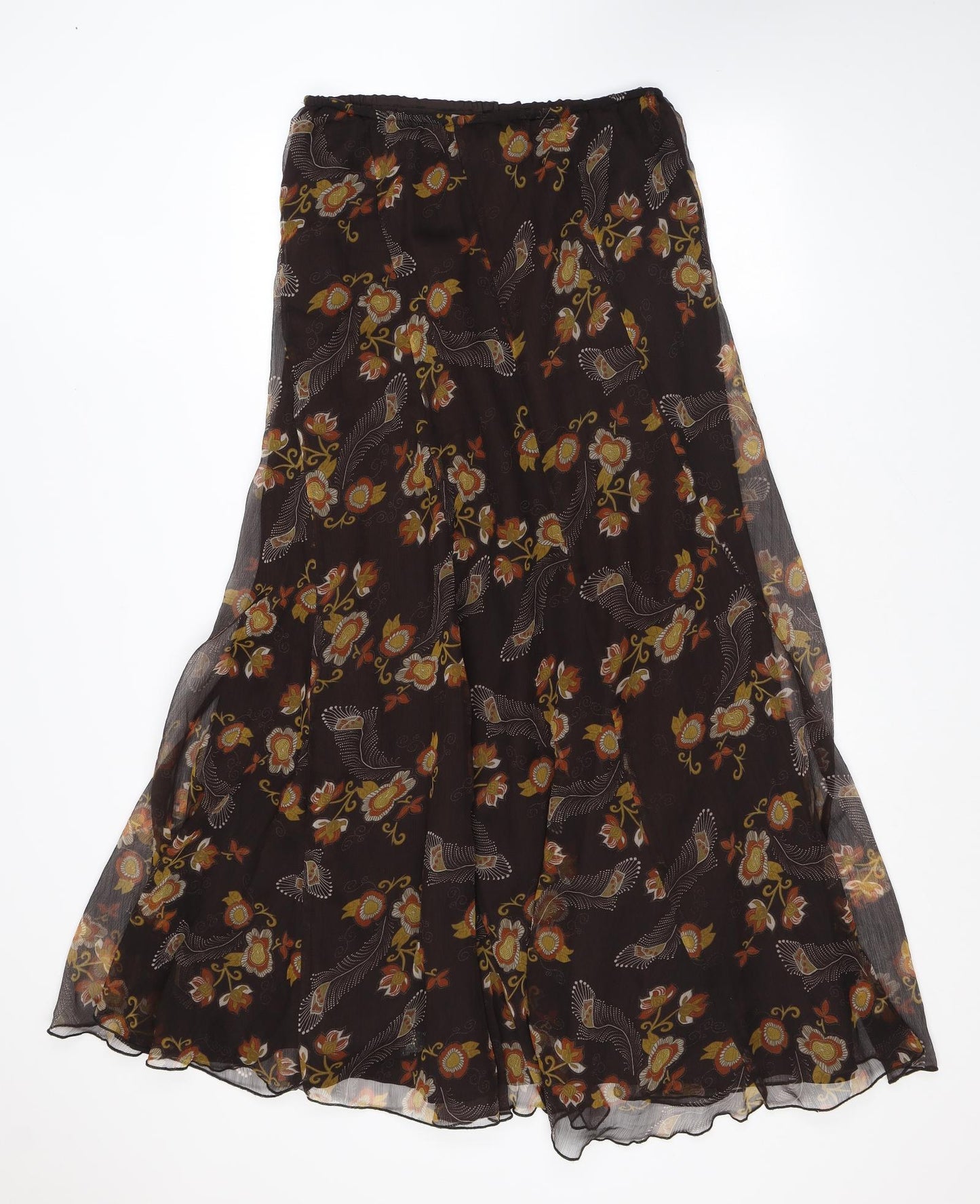 Long Tall Sally Womens Brown Floral Polyester Swing Skirt Size 12
