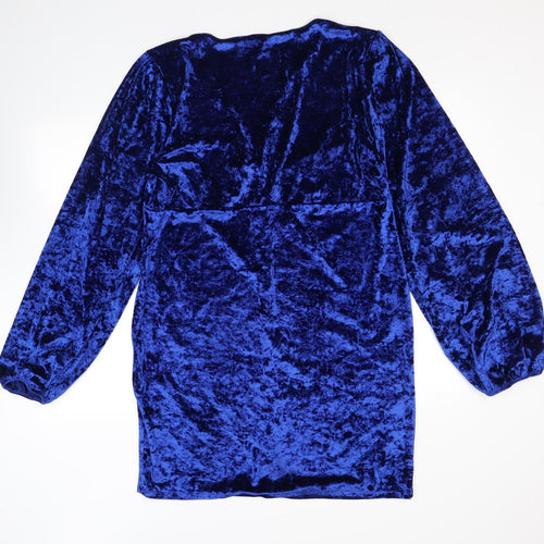ASOS Womens Blue Polyester Mini Size 18 V-Neck Button
