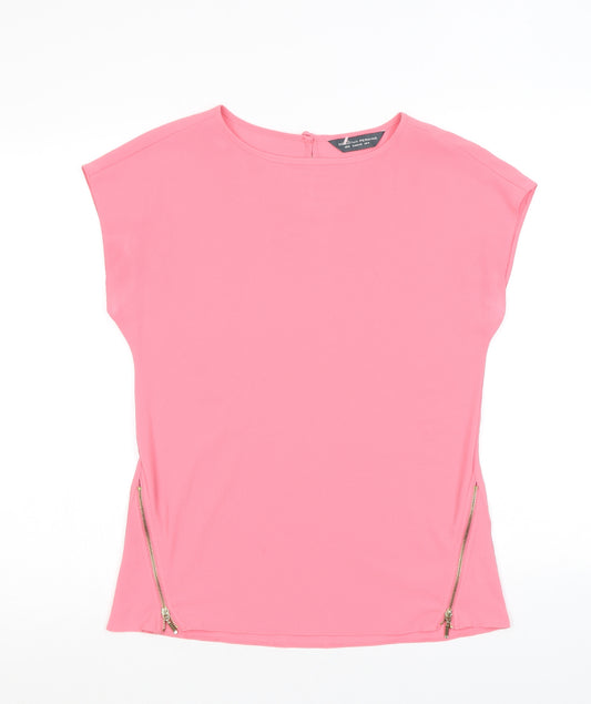 Dorothy Perkins Womens Pink Polyester Basic T-Shirt Size 6 Round Neck