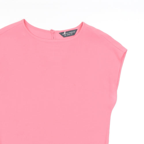 Dorothy Perkins Womens Pink Polyester Basic T-Shirt Size 6 Round Neck