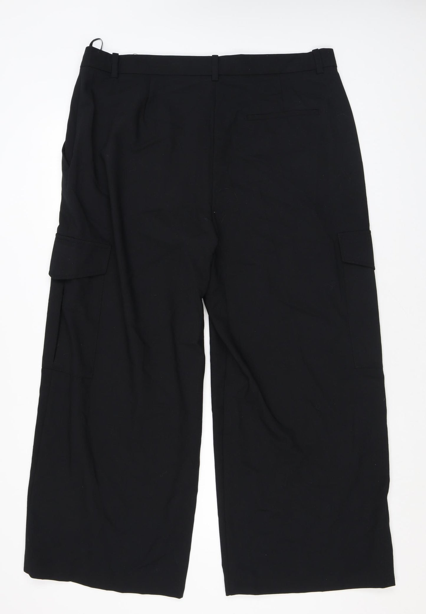 Marks and Spencer Womens Black Polyester Cargo Trousers Size 20 L27 in Regular Zip