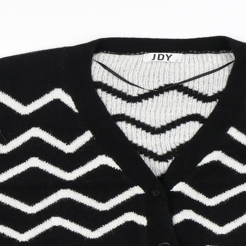 JDY Womens Black V-Neck Geometric Acrylic Cardigan Jumper Size XL