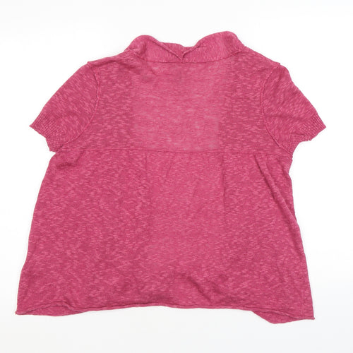 White Stuff Womens Pink V-Neck Linen Cardigan Jumper Size 12