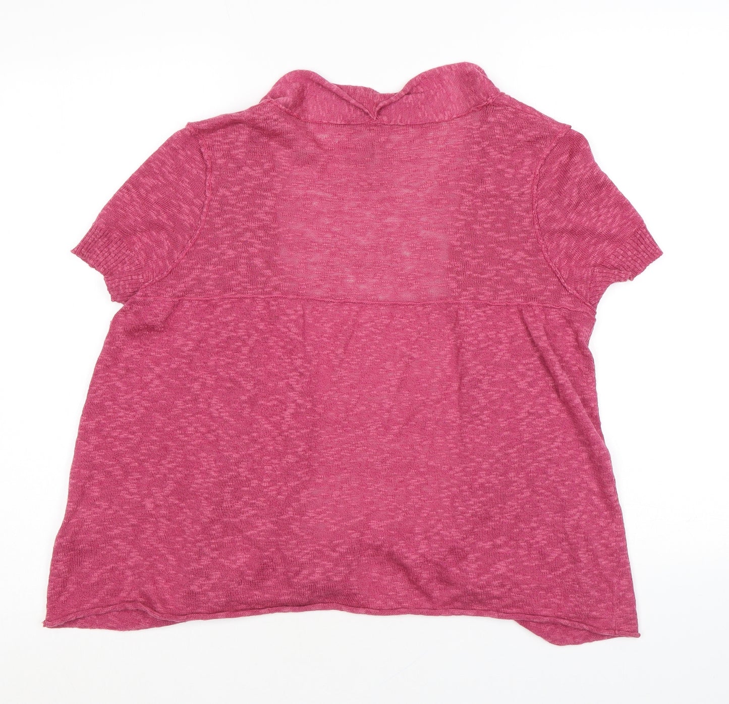 White Stuff Womens Pink V-Neck Linen Cardigan Jumper Size 12