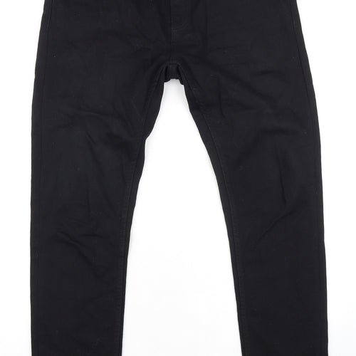 Topman Mens Black Cotton Skinny Jeans Size 34 in L32 in Regular Zip