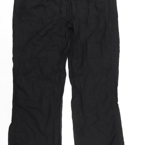 Miss Selfridge Womens Black Linen Trousers Size 16 L31 in Regular Zip