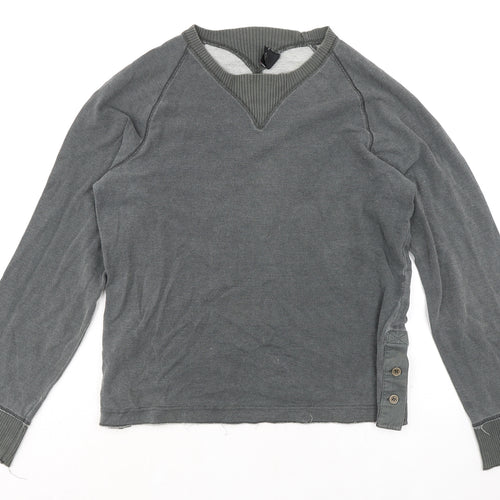 Diesel Mens Grey Cotton Pullover Sweatshirt Size M - Buttons