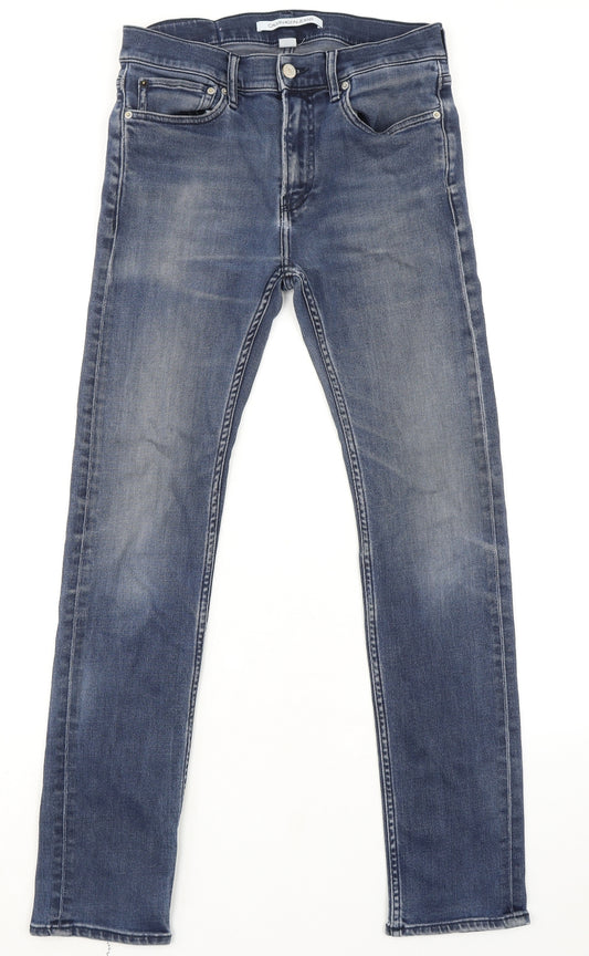 Calvin Klein Mens Blue Cotton Skinny Jeans Size 30 in L32 in Regular Zip