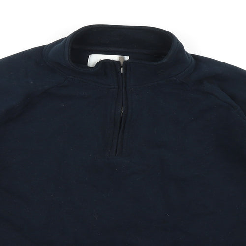 Marks and Spencer Mens Blue Cotton Henley Sweatshirt Size M