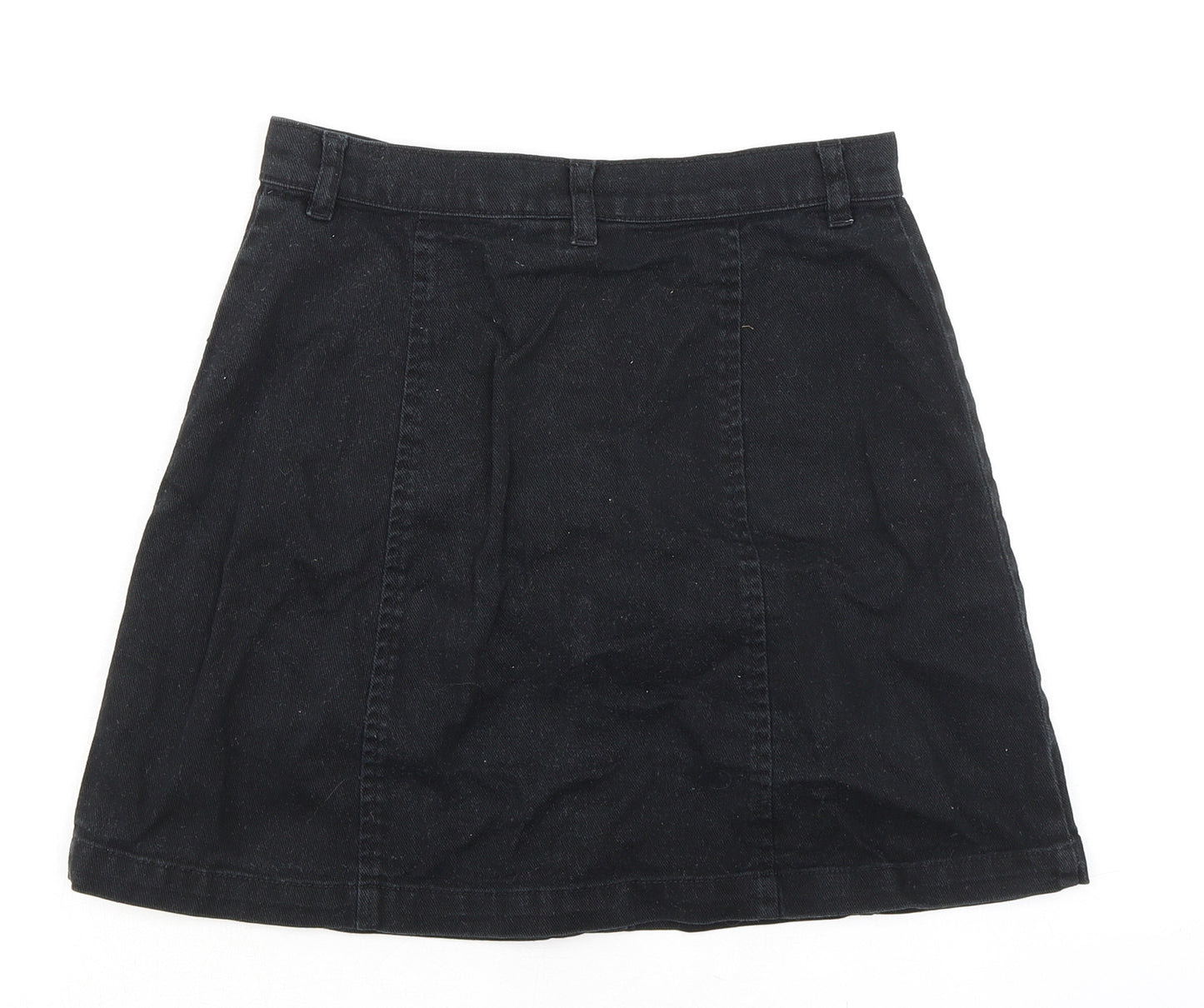 Monki Womens Black Cotton A-Line Skirt Size 6 Zip