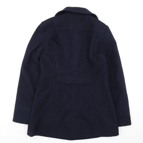 BHS Womens Blue Pea Coat Coat Size 10 Button