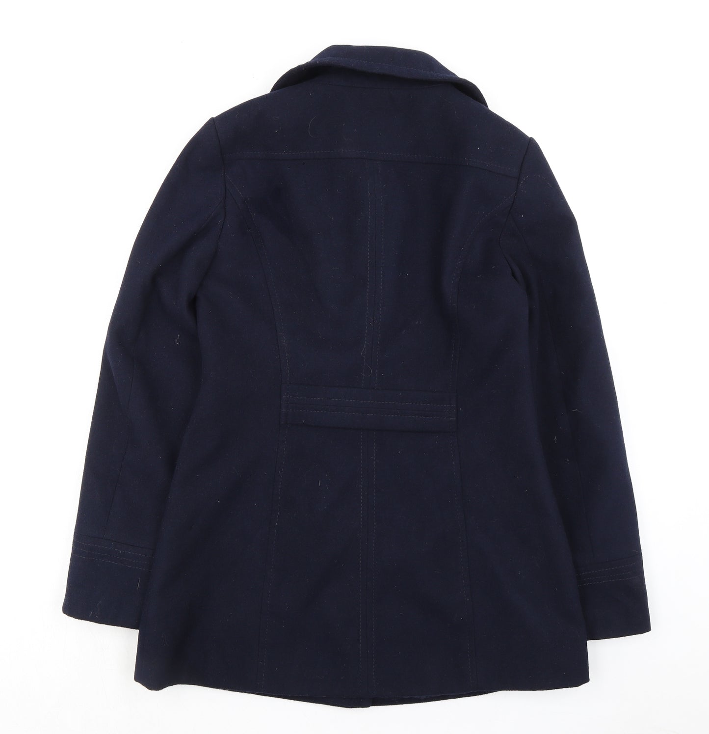 BHS Womens Blue Pea Coat Coat Size 10 Button