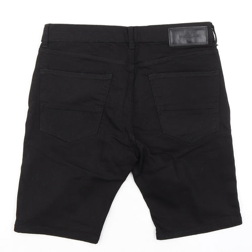River Island Mens Black Cotton Bermuda Shorts Size 32 in L9 in Regular Zip