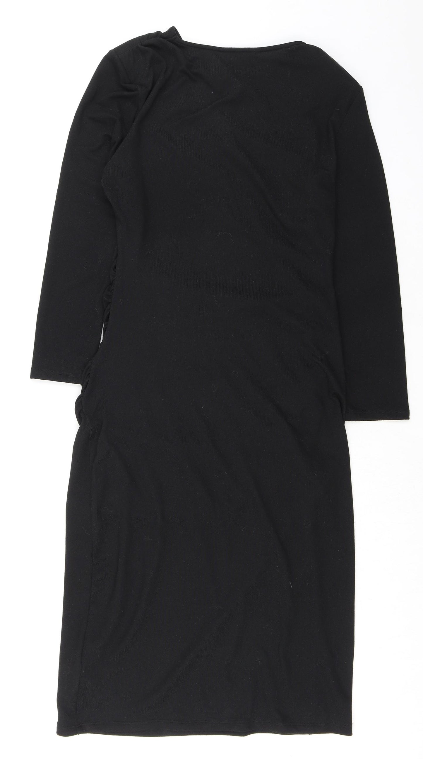 Marks and Spencer Womens Black Polyester Bodycon Size 12 Round Neck Pullover