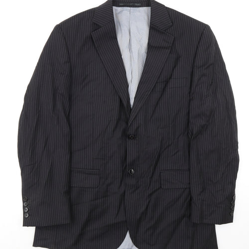 Jeff Banks Mens Black Striped Wool Jacket Suit Jacket Size 40 Regular - Stvdio