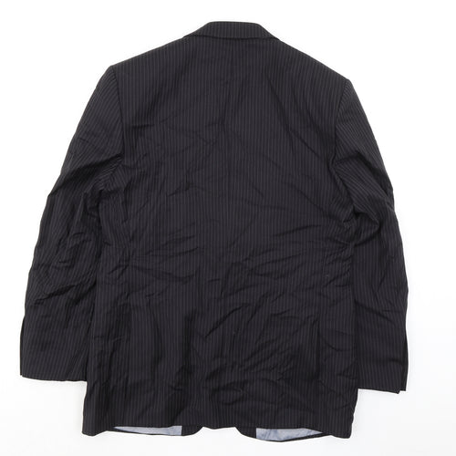 Jeff Banks Mens Black Striped Wool Jacket Suit Jacket Size 40 Regular - Stvdio