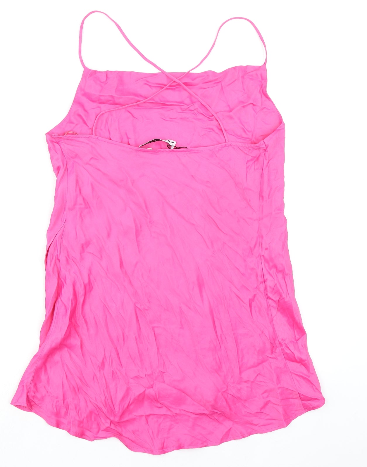 Zara Womens Pink Viscose Slip Dress Size S Square Neck Pullover