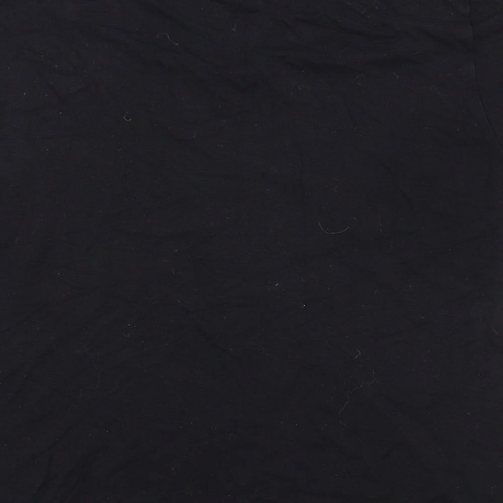 Wallis Womens Black Floral Viscose Basic T-Shirt Size 14 Square Neck