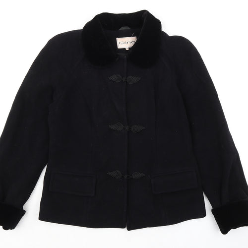 Gina Womens Black Jacket Size 12 Button