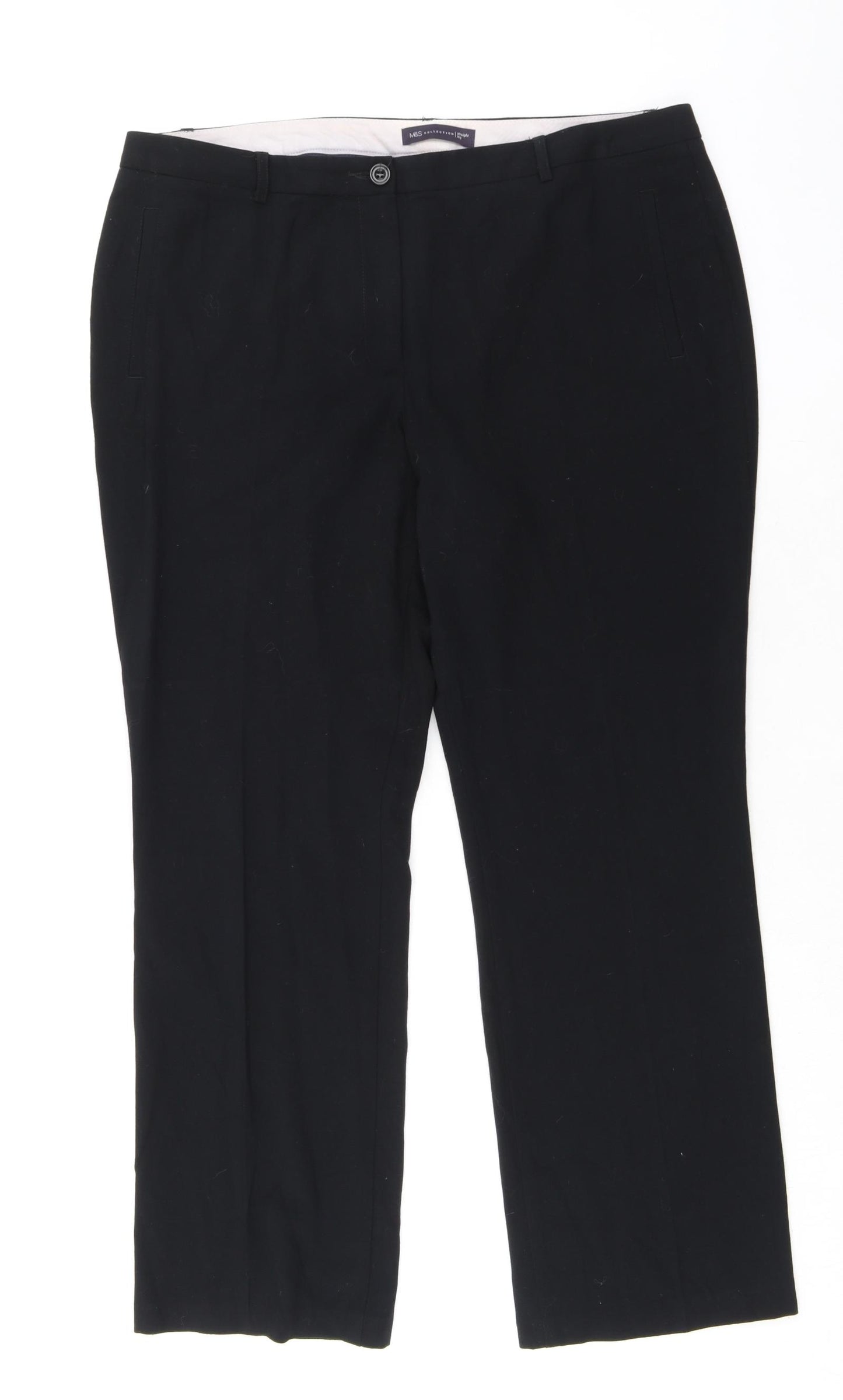 Marks and Spencer Womens Black Polyester Dress Pants Trousers Size 16 L29 in Regular Zip