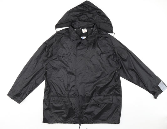 Storm Ridge Mens Black Rain Coat Coat Size M Zip