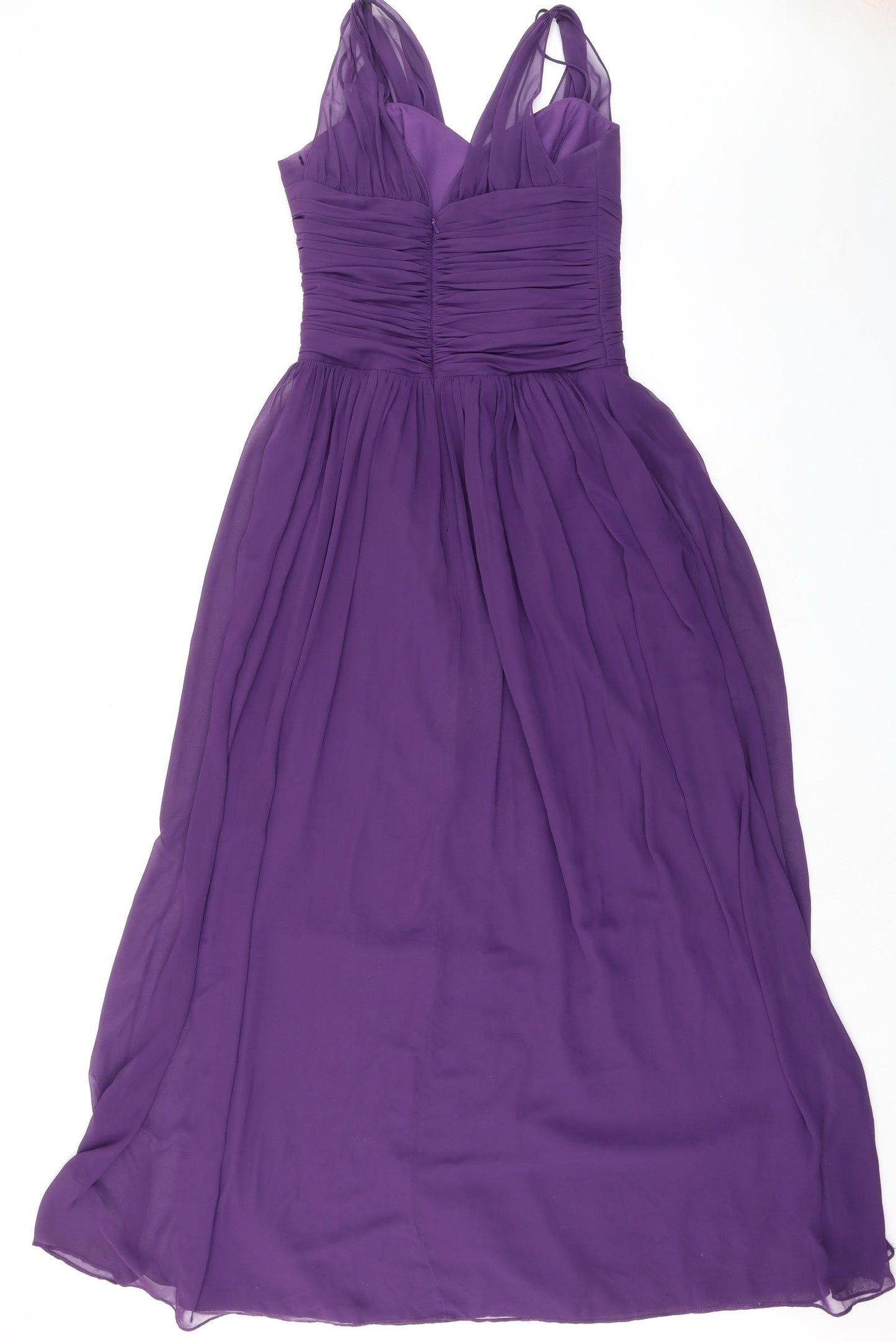 Dessy Womens Purple Polyester Ball Gown Size 8 V-Neck Zip