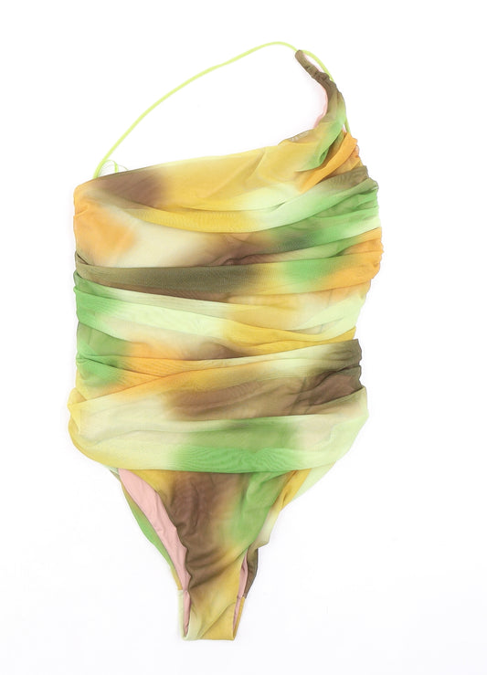 Zara Womens Multicoloured Geometric Polyester Bodysuit One-Piece Size M Pullover