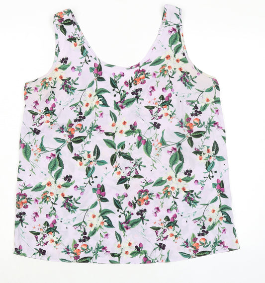 Marks and Spencer Womens Multicoloured Floral Polyester Camisole Tank Size 14 Scoop Neck