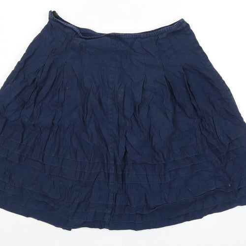 Fat Face Womens Blue Cotton Swing Skirt Size 12 Zip