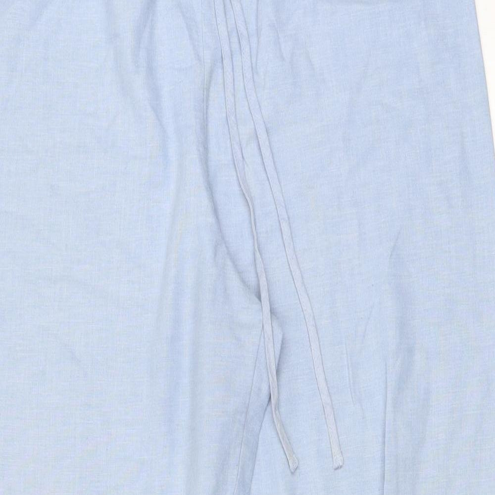 Marks and Spencer Womens Blue Polyester Trousers Size 10 L27 in Regular Drawstring