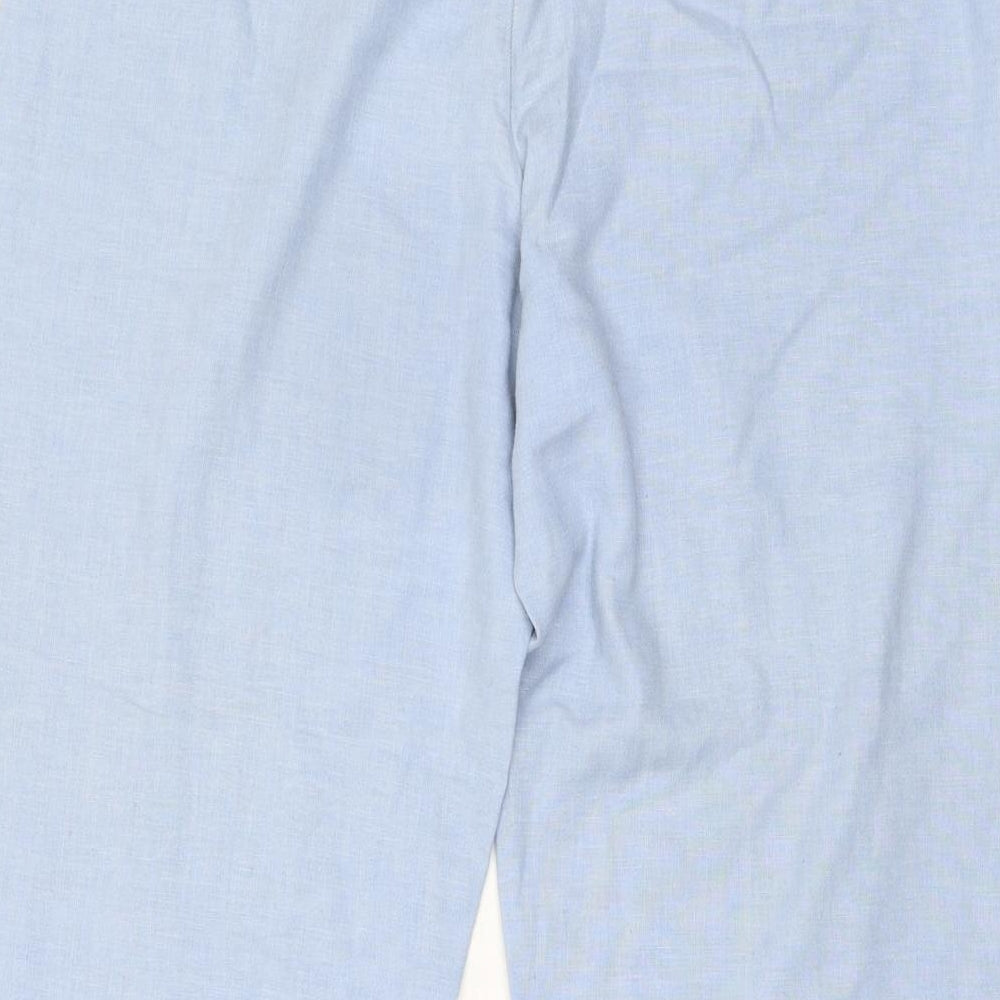 Marks and Spencer Womens Blue Polyester Trousers Size 10 L27 in Regular Drawstring